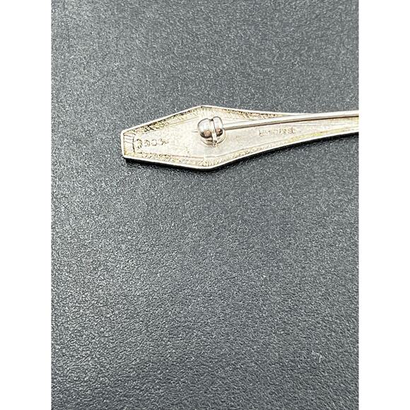 Signed Sterling Silver Vintage Mini Decorated Handle Condiment Spoon Brooch - Picture 11 of 11